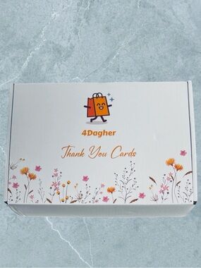 2 for $30 | 48 Thank You Card Set White Floral with Tan Envelopes